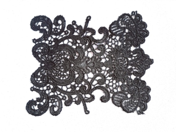 Lace Black Helloween embellishment floral lace size lace scrapbooking Guipure Lace embellishments Black lace apligue gift fabric art