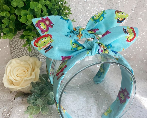 Space Aliens hand-knotted bow headbands. Retro top knot. Women's hair accessories. Theme park headband.