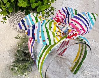 Confetti Bow Headband: Hand-Knotted Retro Celebration Hair Accessory