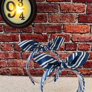 Magic Wizard House Colors Hand-Knotted Bow Headband, Retro Style, Theme Park Style Blue House