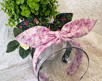Summer Flamingos & Luau Headbands: Hand-Knotted Retro Pink, Tropical Floral hair accessories
