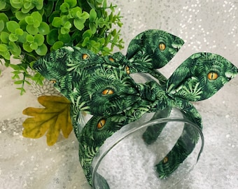 Dinosaur Park Headband: Hand-Knotted Retro Bow, Universal Hair Accessory