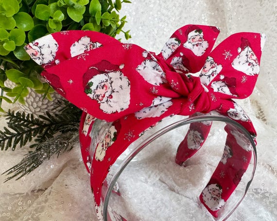 Santa Plaid Hand-knotted Bow Headband: Retro Christmas Hair  display picture 2