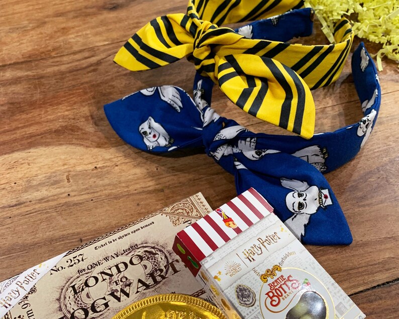 Magic Wizard House Colors Hand-Knotted Bow Headband, Retro Style, Theme Park Style image 10
