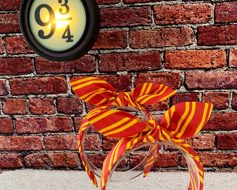 Magic Wizard House Colors Hand-Knotted Bow Headband, Retro Style, Theme Park Style Red House