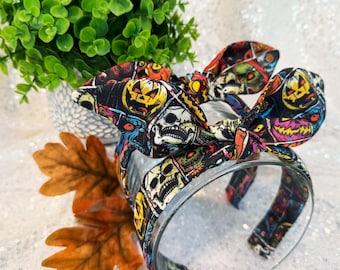 Retro Halloween Comic Strip Headband: Hand-Knotted Halloween Hair Accessory