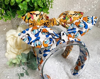 Mouse Friends hand-knotted bow headbands. Retro top knot. Women's hair accessories. Theme Park headbands.