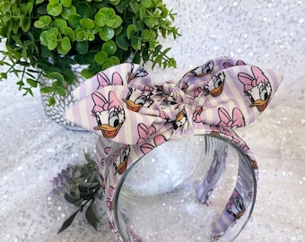 Sassy Duck hand-knotted bow headbands. Retro top knot. Women's hair accessories. Theme Park headbands.