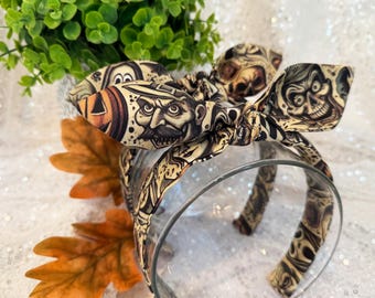 Vintage Halloween Baddies Headband: Hand-Knotted Retro Halloween Hair Accessory