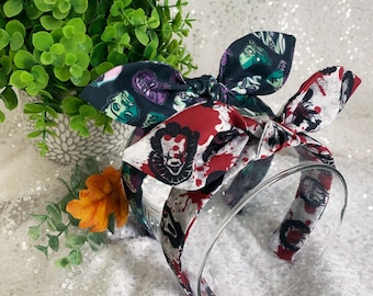 Horror Movie Character Headband: Hand-Knotted Retro Bow, Halloween Accessory