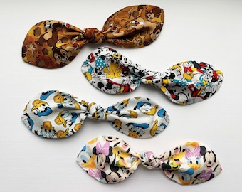 Mickey Mouse and Friends, Donald Duck, Chip and Dale inspired hand-knotted hair bows. Hair accessories. Disney hair accessories.