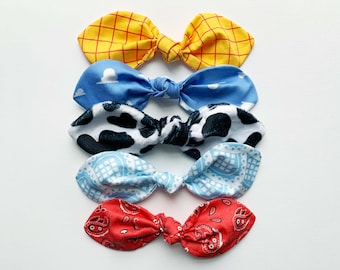Toy Story Inspired Hair Bow: Hand-Knotted Organic Cotton Top Knot, Theme Park Style