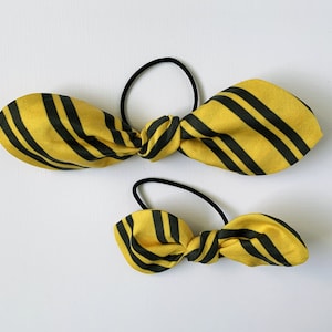 Magic Wizard House Colors: Hand-Knotted Striped Hair Bow, Organic Cotton image 6