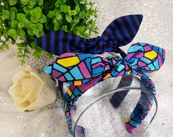 Wednesday Inspired Knotted Bow Headband: Nevermore Stripes, Retro Hair Accessory