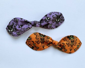 Haunted Mansion Hair Bow: Hand-Knotted Cotton Retro Top Knot