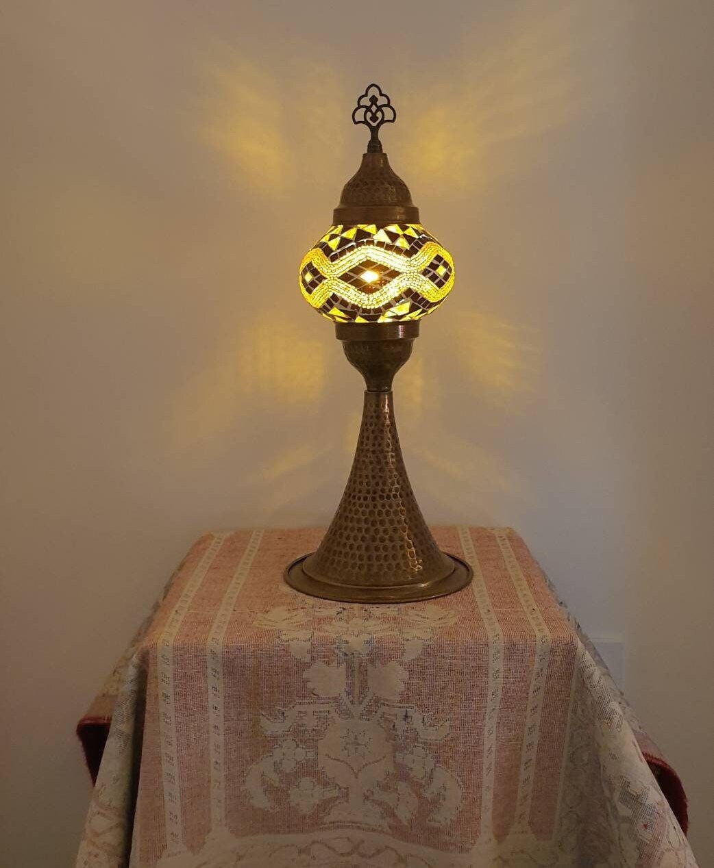 Lampe de Table en Mosaïque Verre Allongé. - Lampe Orientale