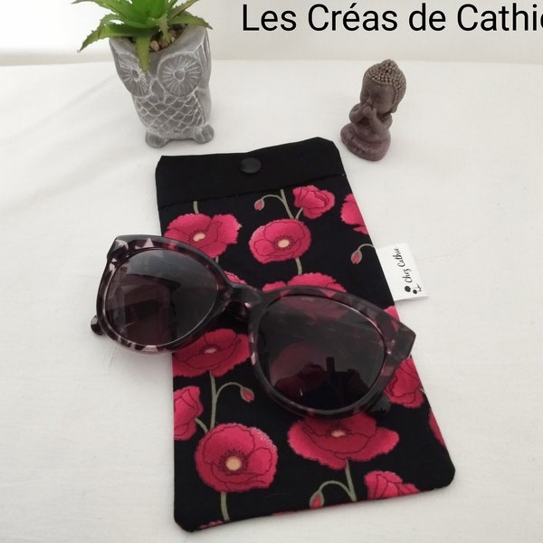 Étui à lunettes "Les coquelicots" , fait mains