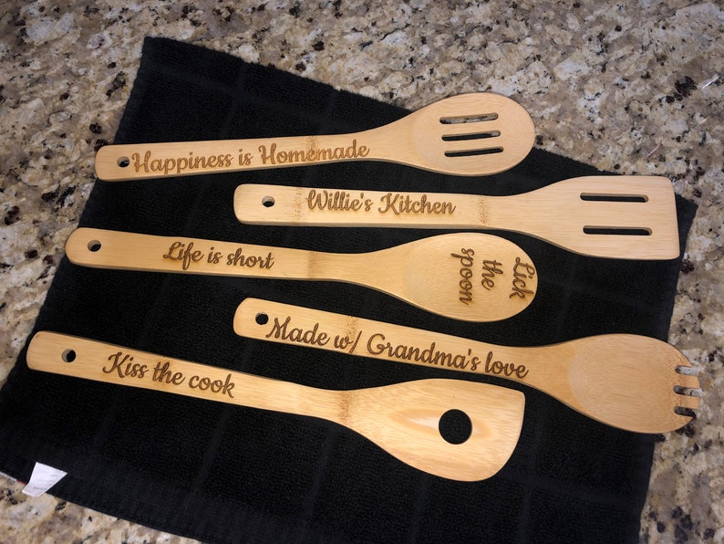 Wooden Engraved Spoons Custom Sayings Personalized Wood Etsy