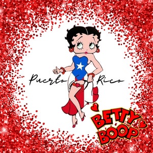 Betty Boop Puerto Rico PNG Vaso de Sublimación, Glitter Betty Boop Png.