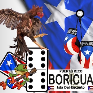 Puerto Rico Tumbler with everything we love. Sublimation PNG 20oz tumbler.  Rooster tumbler , Boxing Tumbler,