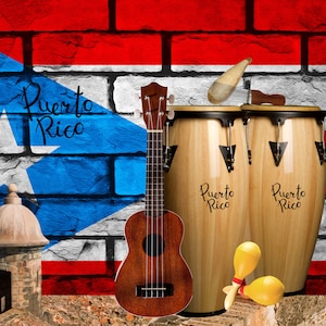 Salsa Puerto Rico PNG Sublimation Tumbler, Congas Png, Guitarra Png, Música PR