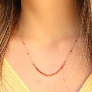 Orange and green clustered bar necklace
