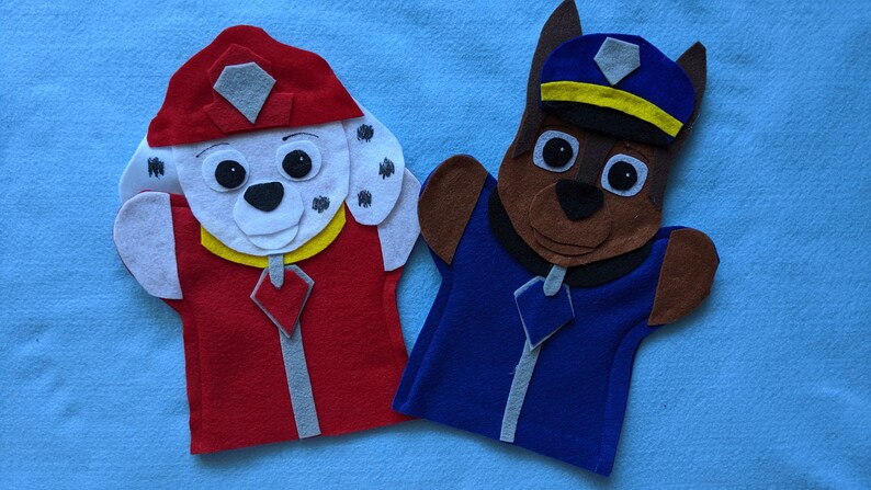 Paw Patrol Felt Set of 7 Hand Puppets Kids Puppets Chase | Etsy