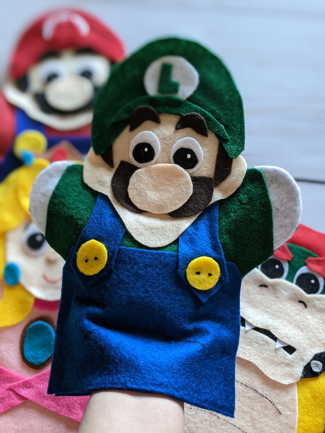 Super Mario Set of 4 Puppets Hand Puppets Super Mario Etsy UK