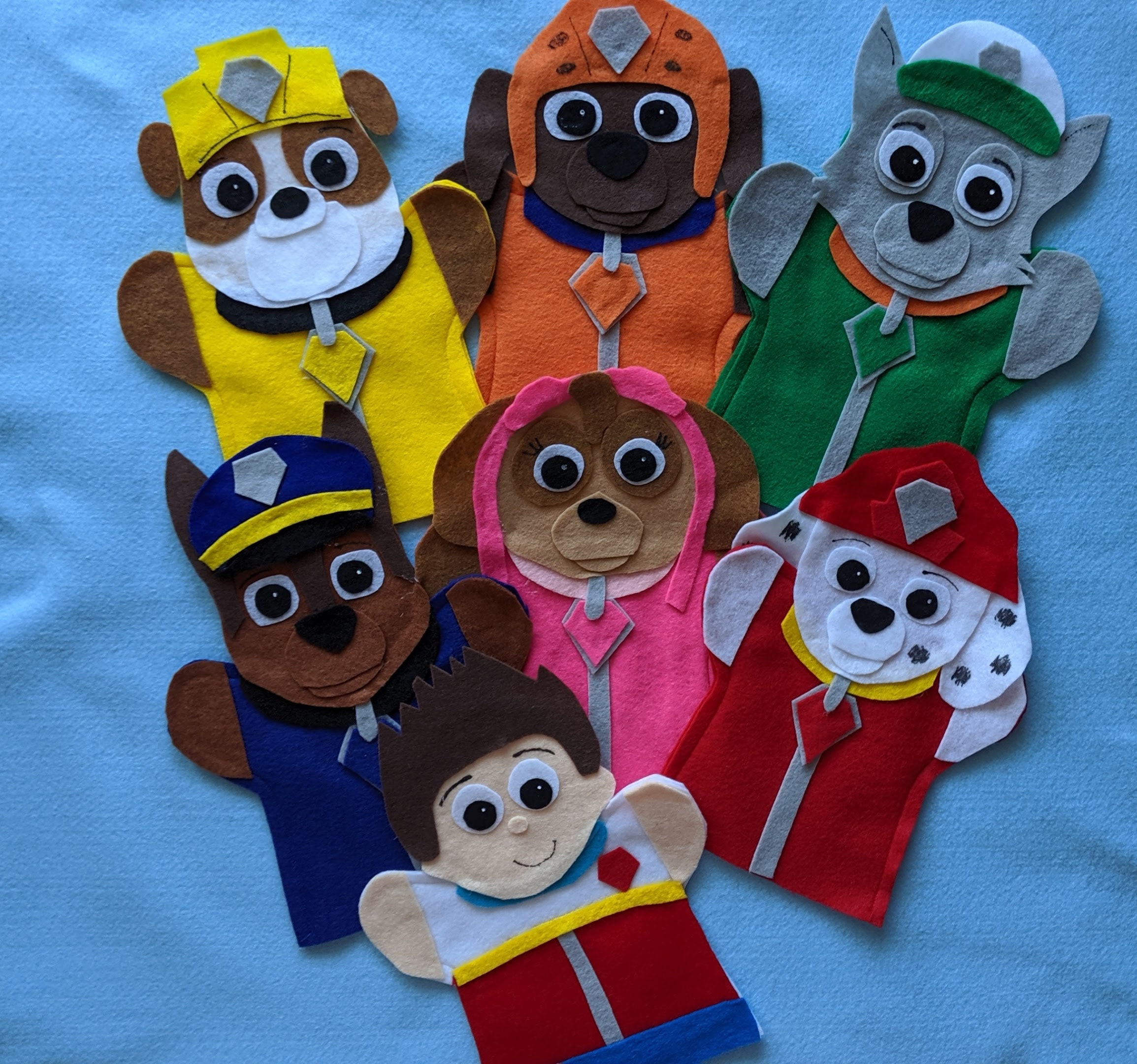 Paw Patrol felt set of 7 hand puppets kids puppets Chase Marshal.Skye
