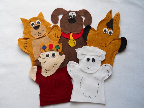 lot 4 marionnettes à main gants chiens et chats -LWS-377
