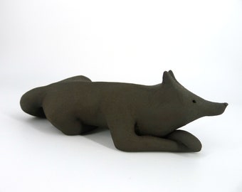 Chill Fox - Ceramic sculpture, Animal ornament