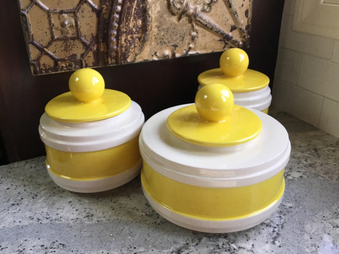 Vintage Yellow Canister Set Etsy