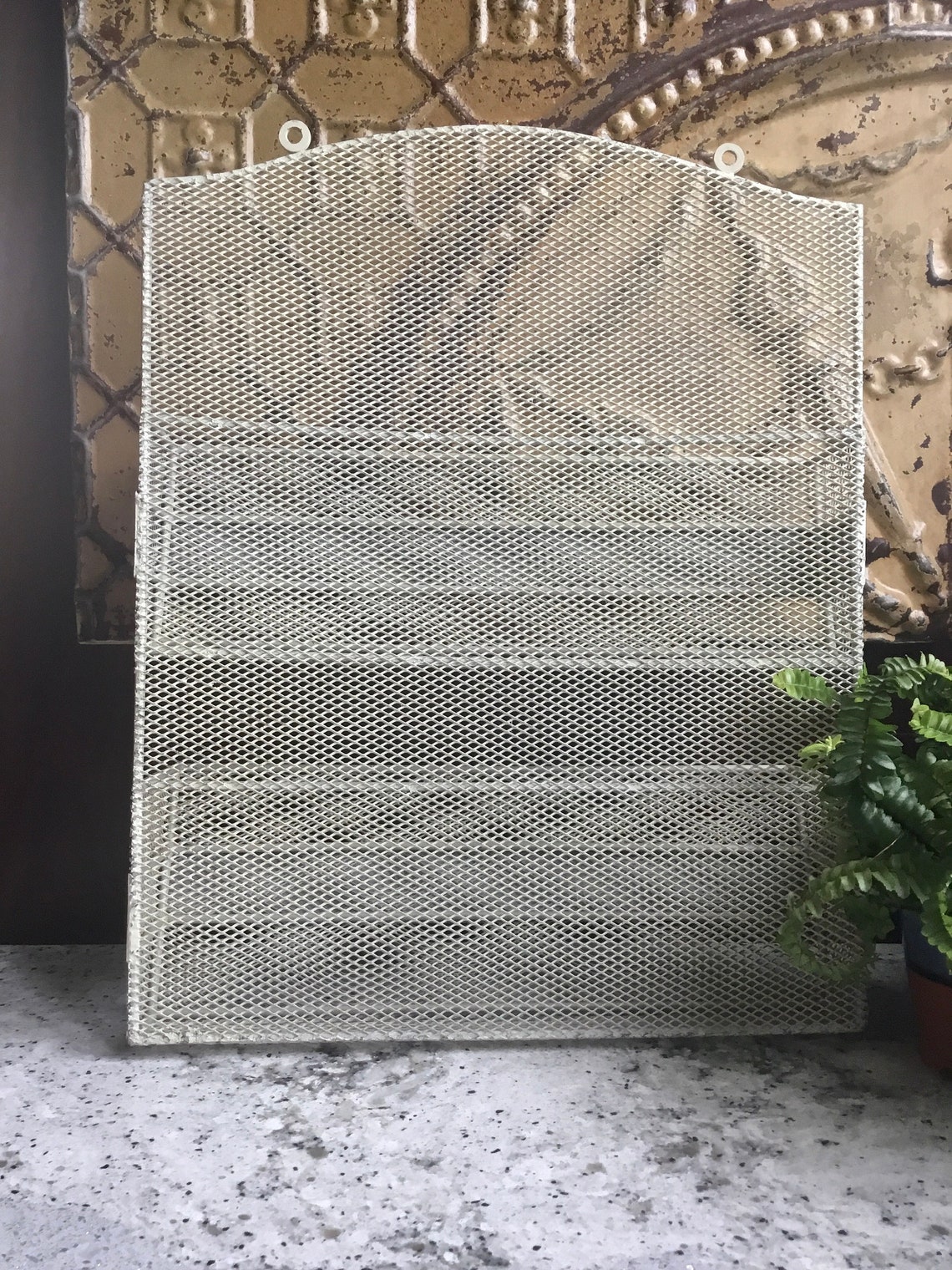 Vintage Metal Mesh Wall Shelf Etsy