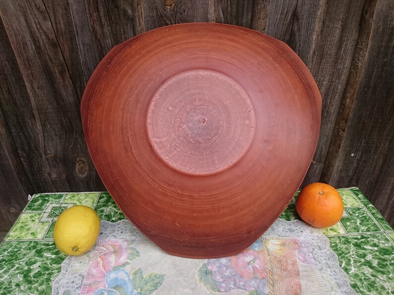 Ceramic plate Large Brown Clay tray decor Pottery tray clay cookware Handmade plate Pottery gift Tableware Table setting Eco Designer plate