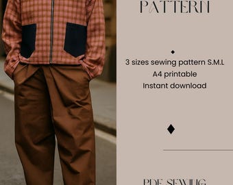 Wide Japanese-Style Jogger Pants Sewing Pattern – Beginner Friendly | Loose Fit Pants | Printable A4 & A0 | Sizes S–M–L-XL