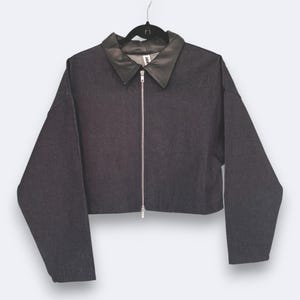 chaqueta de denim reciclada, denim, chaqueta de denim cropped, chaqueta  denim oversize,  denim upcycling, blue jean