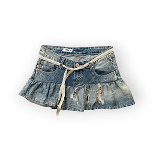 upcycling denim skirt, denim skirt, upcycling denim, middle skirt, Y2k denim skirt