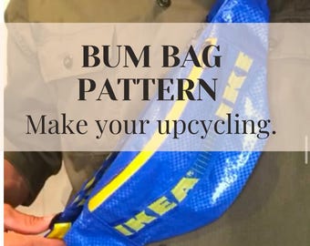 Bum bag pattern, rework pattern, upcycling pattern, bum bag, fanny pack pattern, ikea fanny pack reused from clothing
