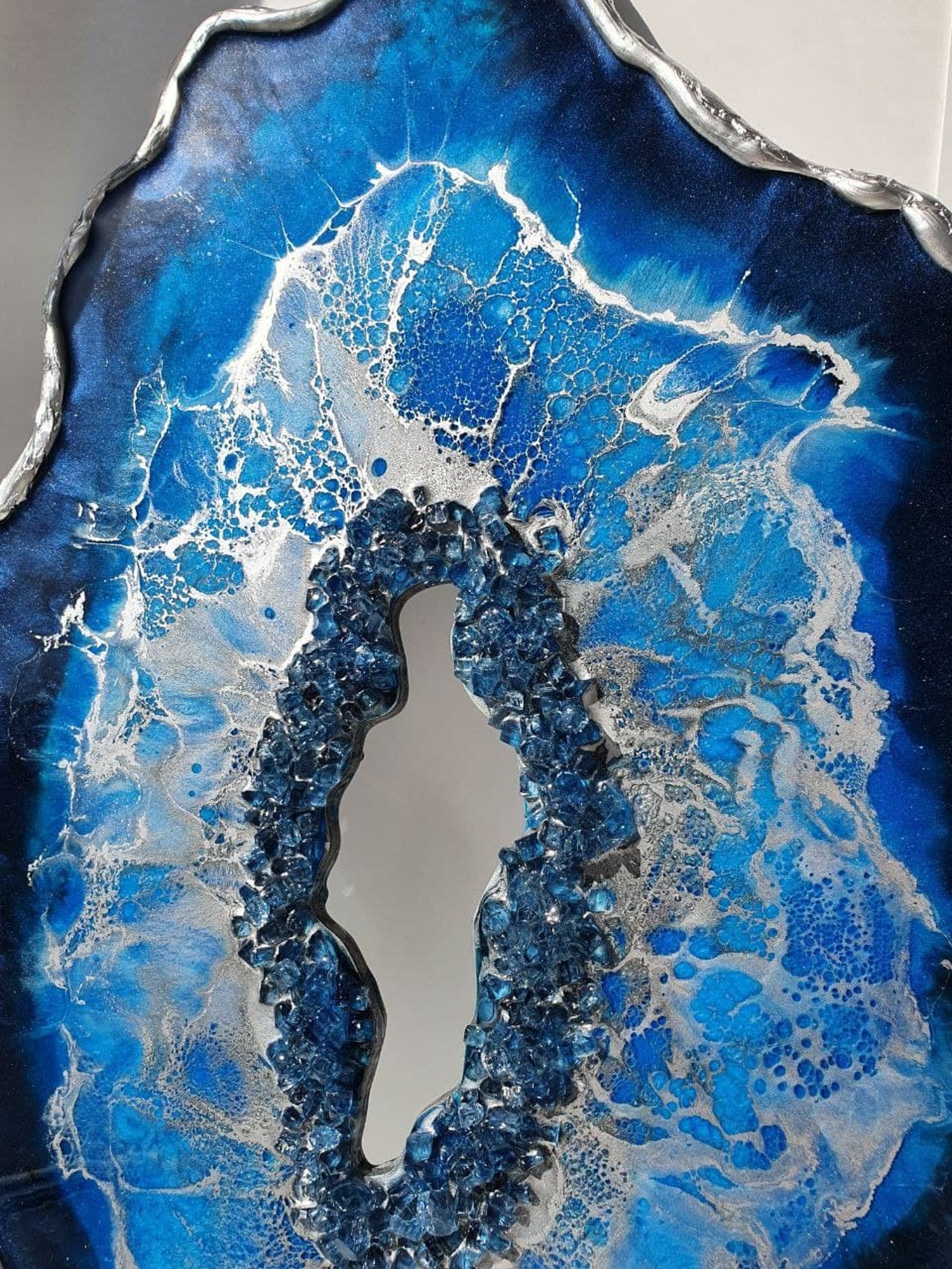 Blue Geode Resin Art with Crystal Wall Hanging Decor Geode Etsy
