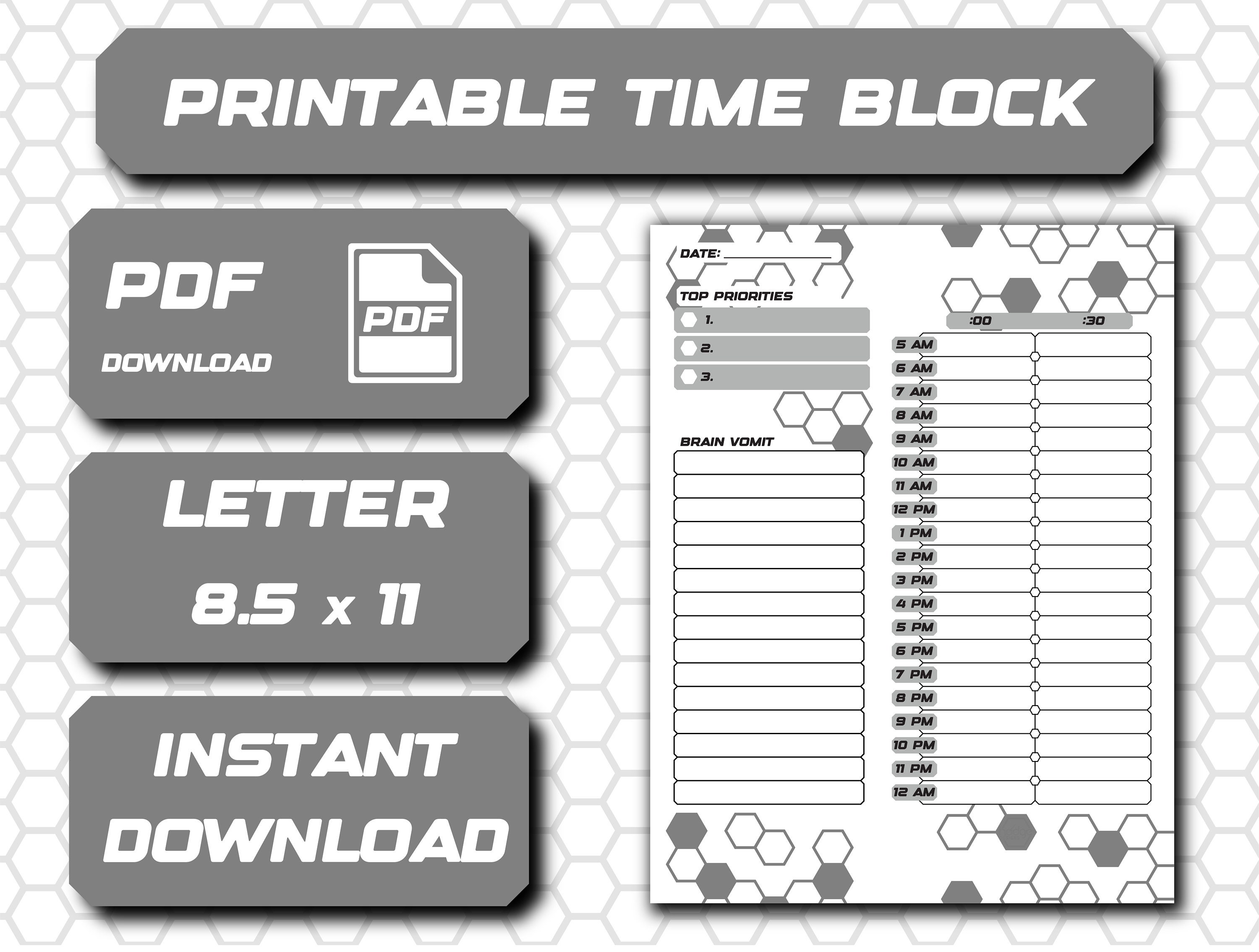 Time Block Planner Time Block Planner Time Blocking Remote Work Time ...
