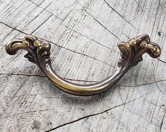 Vintage 1970s French Provincial Solid Brass Cabinet Pull - 3 Inch