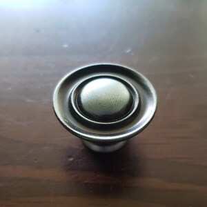 Vintage Regal Button Knob: Antique Brass Finish, Mid Century (1.25 inch)