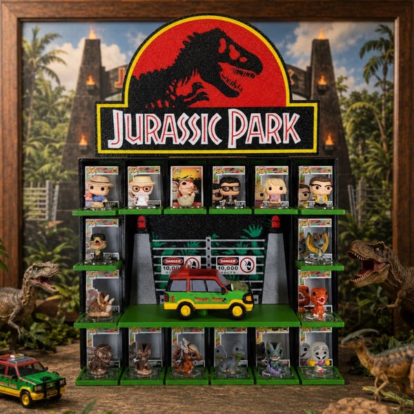 Jurassic Park Bitty Pop Display Shelf – Holds 16 Figures + 1 Ride