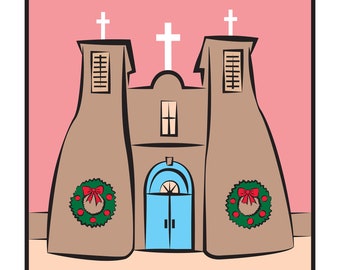 8 Pack Feliz Navidad Christmas Card-La Iglesia