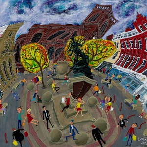 Signed Limited Edition of 25 Fine Art Giclée Print of War memorial in St.Ann&#39;s Sq, West, No. 4 Manchester