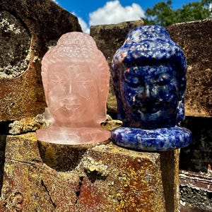 Crystal Buddha Head • Hand-Carved Stone Statue • Healing Crystal Carving • Peace • Mindfulness • Home Décor
