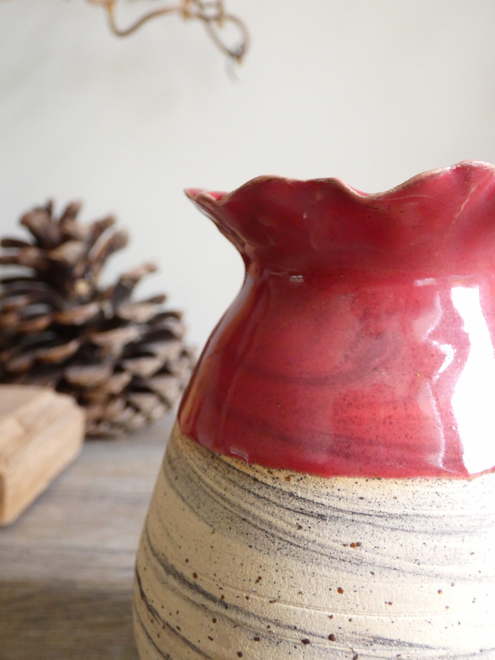 Cute little vase with beautiful pink red glaze Etsy