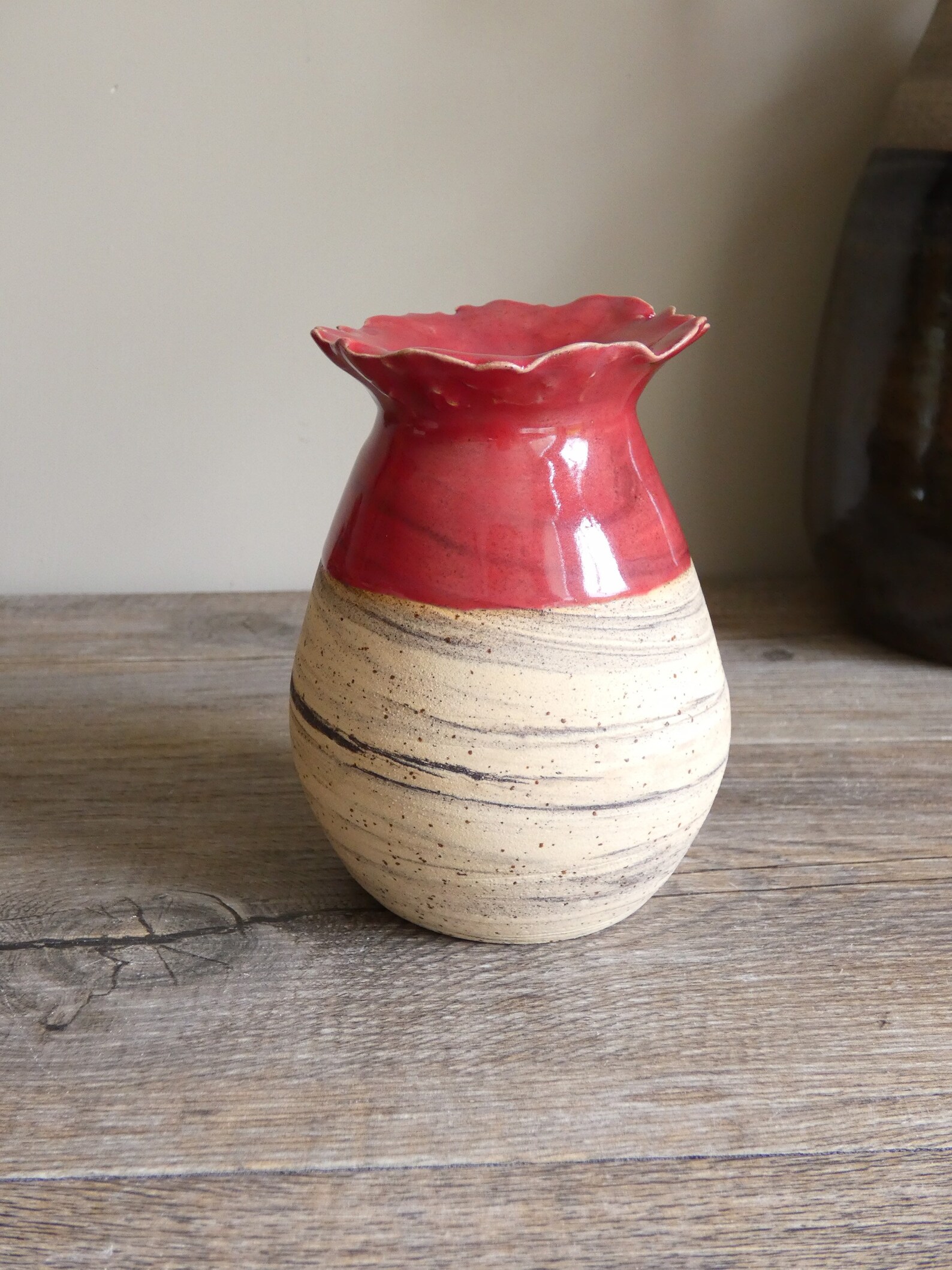 Cute little vase with beautiful pink red glaze Etsy