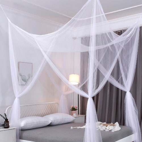 Four Poster Bed Canopy Netting Functional Mosquito Net Full Etsy Canada
