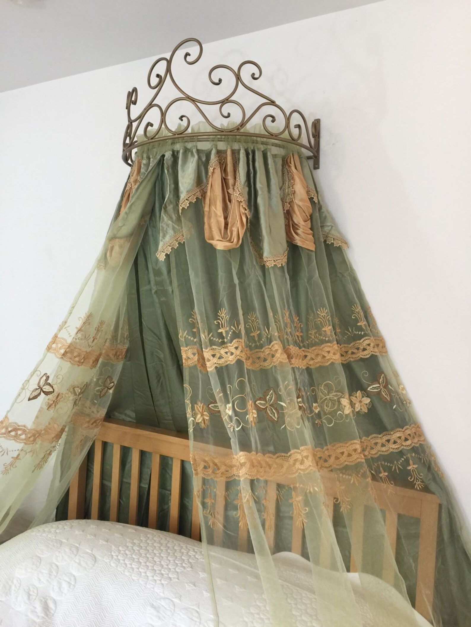 Metal Wall Teester Bed Canopy Drapery Bed Crown Hardware Etsy